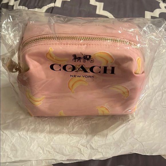 Coach Pink Banana Print Cosmetic Bag - NWT - Picture 11 of 12